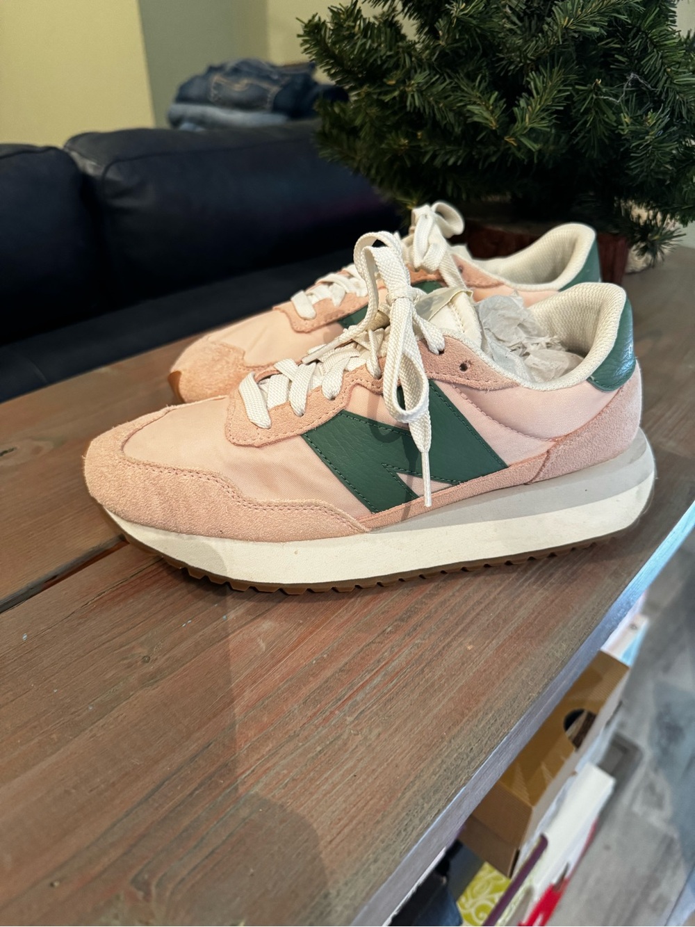 New Balance Pink and Green Retro Runner Sneakers size 7